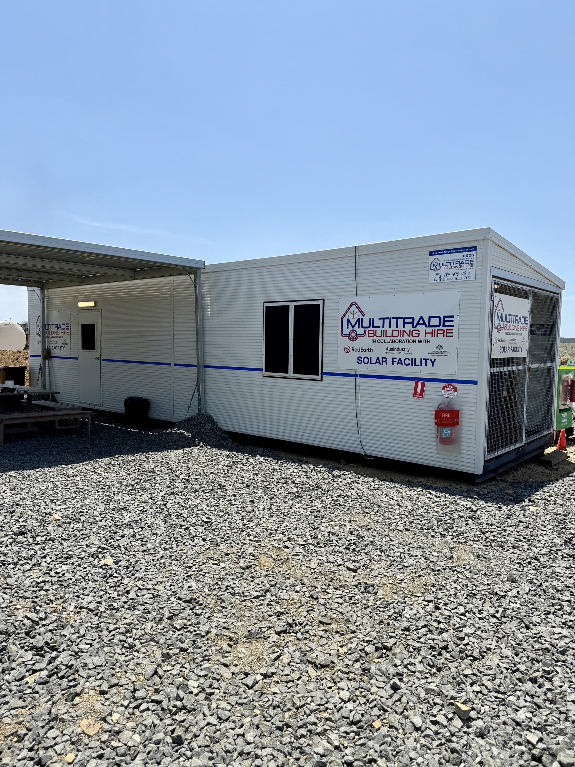Solar Site Office at Wilton Coal Mine with Multitrade signage