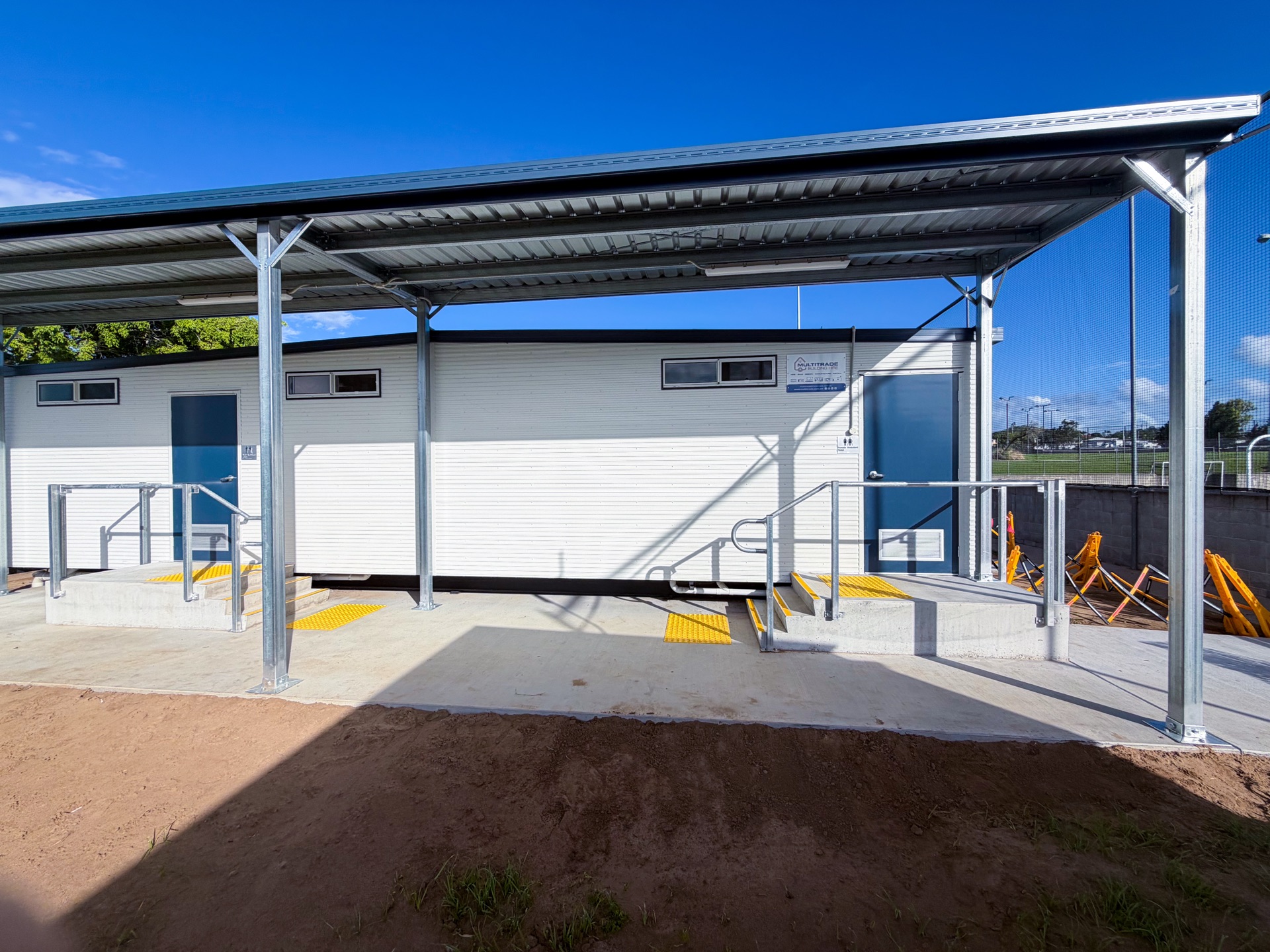 Wide angle view with covered canopy and landings